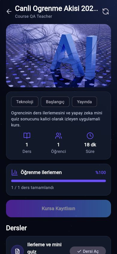 Mentora kişisel kurs ve öğrenme ekranı