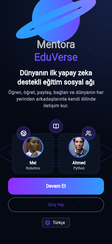 Mentora karşılama ekranı