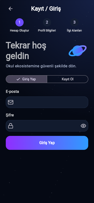 Mentora giriş ekranı